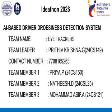AI-Based Driver Drowsiness Detection System for Road Safety | PPTX