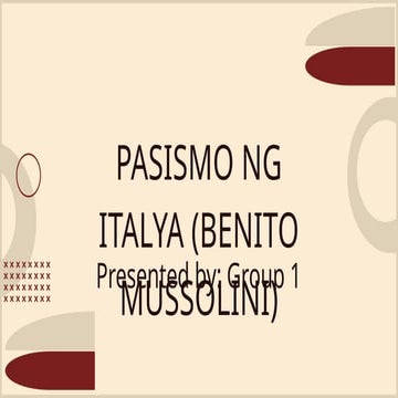 Pasismo ni Benito Mussolini ng Italya at Europa
