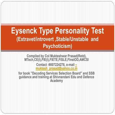 Eysenck type personality test | PPTX