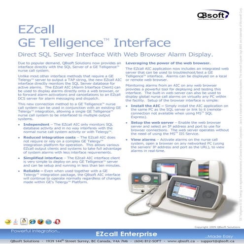 E zcall ge telligence sql interface sales doc