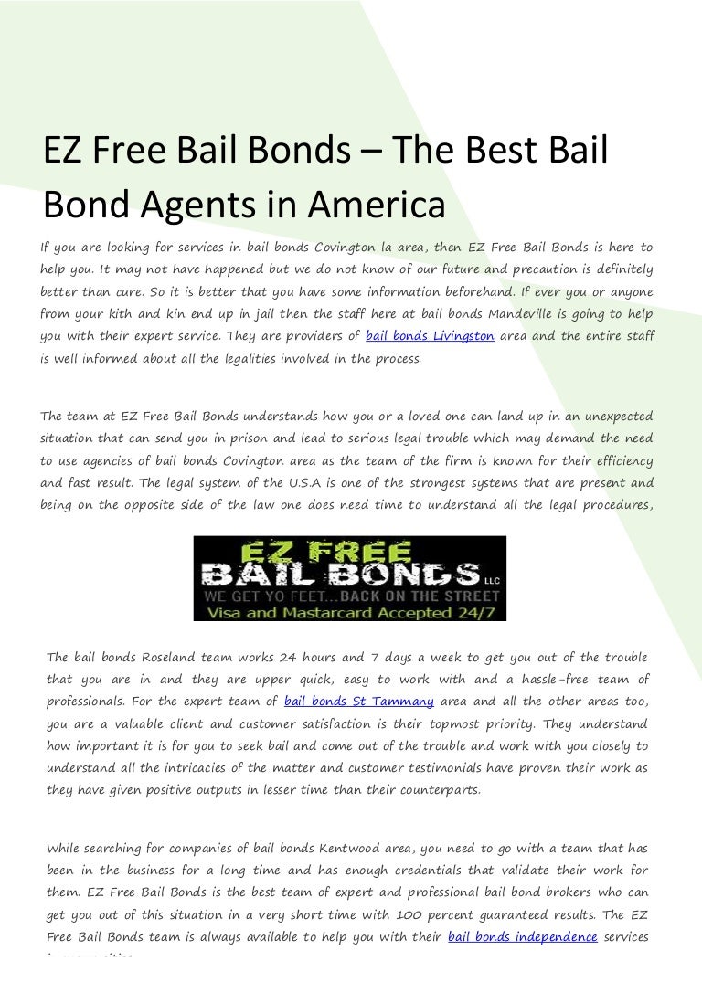 EZ Free Bail Bonds The Best Bail Bond Agents in America