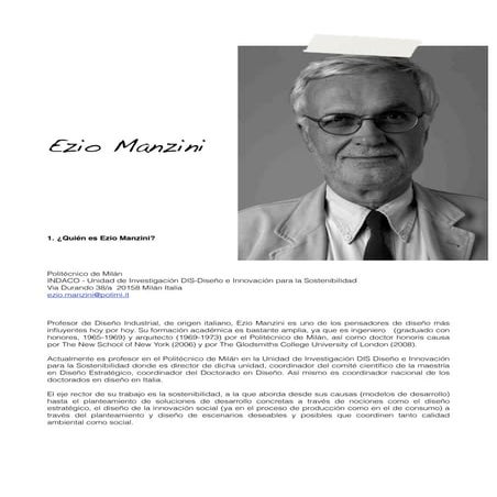 ¿Quién es Ezio manzini? ¿Qué propone?