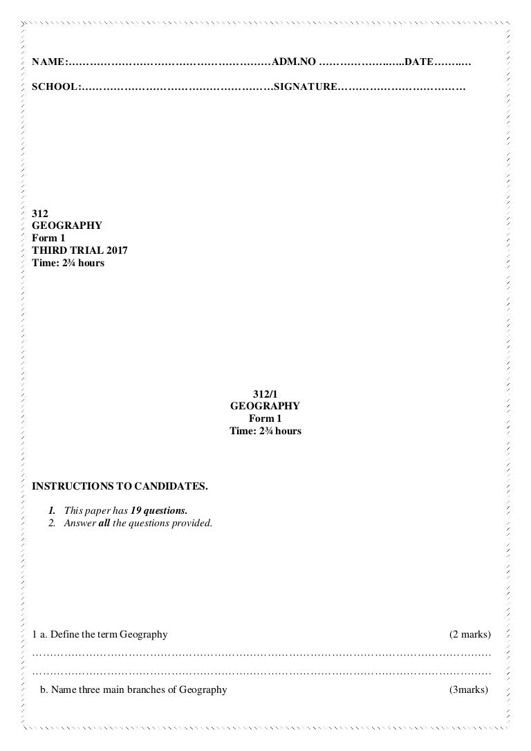 F 1geographypaperform1midterm2exam2017