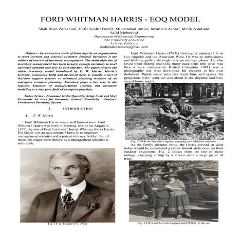 F.W. Harris- EOQ MODEL