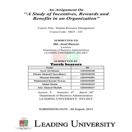 A Study on Incentives, Rewards and Benefits in an Organization