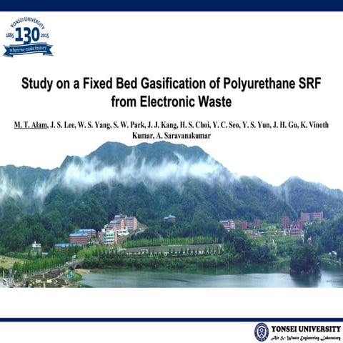 Study on a fixed bed gasification of polyurethane SRF from electronic waste