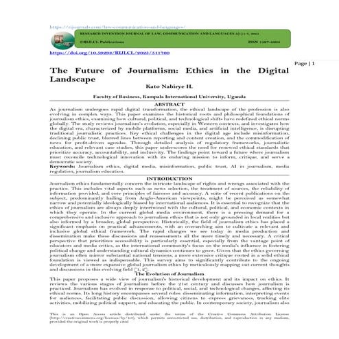 The Future of Journalism: Ethics in the Digital  Landscape (www.kiu.ac.ug)