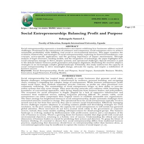 Social Entrepreneurship: Balancing Profit and Purpose (www.kiu.ac.ug)