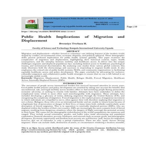 Public Health Implications of Migration and  Displacement (www.kiu.ac.ug)