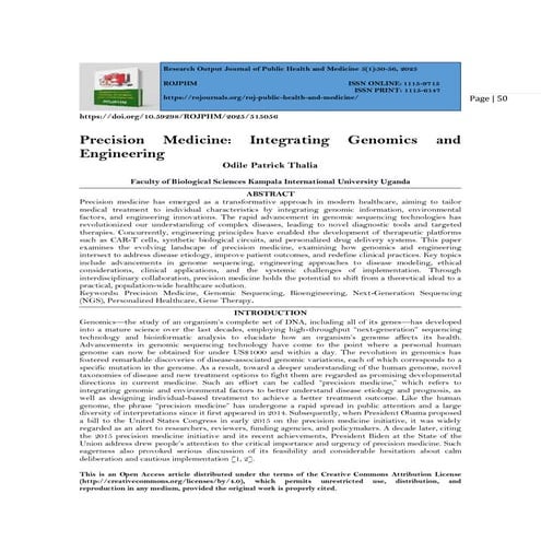 Precision Medicine: Integrating Genomics and  Engineering (www.kiu.ac.ug)