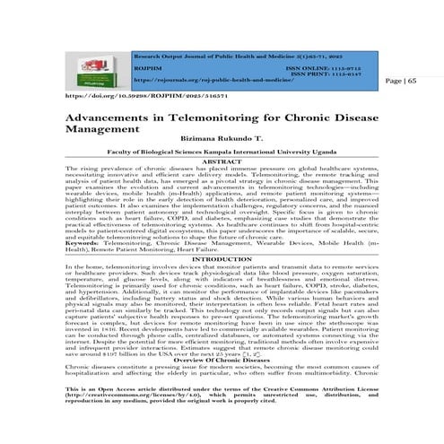 Advancements in Telemonitoring for Chronic Disease Management (www.kiu ...