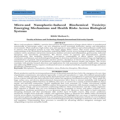 Micro and Nanoplastics–Plastisphere, Biotoxicity, Impact on Human ...