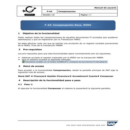 F 44 compensacion manual documentos fi anuladas por miro