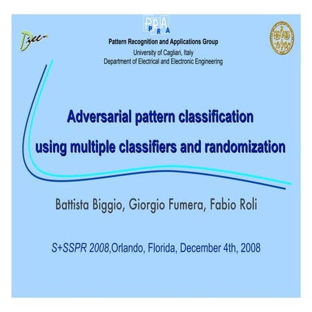 Adversarial Pattern Classification Using Multiple Classifiers and Randomisation