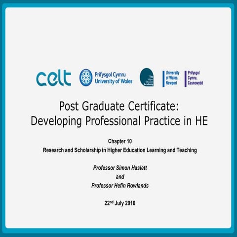 Research and Scholarship in Higher Education Learning and Teaching