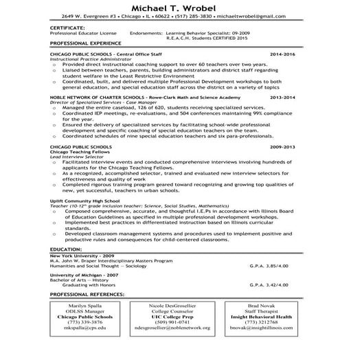 Resume Michael T Wrobel