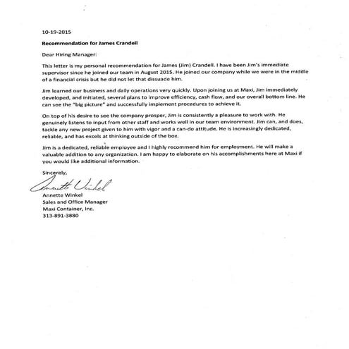 Maxi recommendation letter