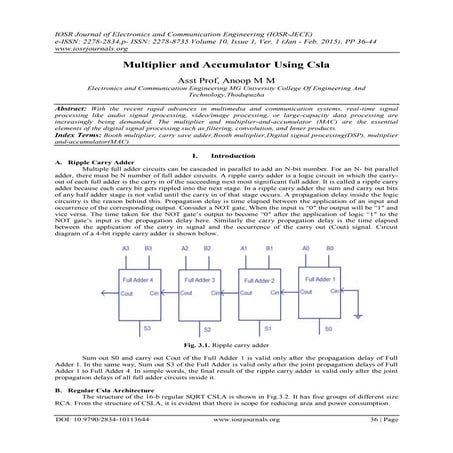 Implementation of Low Power and Area Efficient Carry Select Adder | PDF