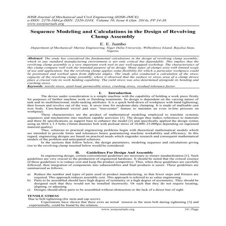 Sequence Modeling and Calculations in the Design of Revolving Clamp Assembly