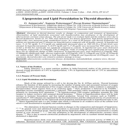 Lipoproteins and Lipid Peroxidation in Thyroid disorders