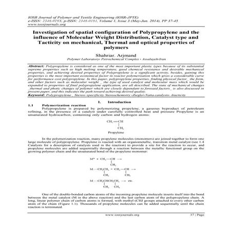 Investigation of spatial configuration of Polypropylene and the influence of ...