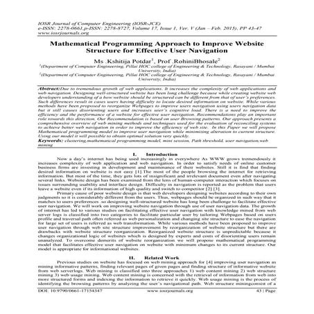 Mathematical Programming Approach to Improve Website Structure for Effective ...