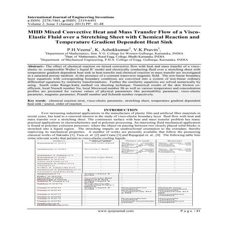 Heat and mass transfer on mhd flow through a porous medium | PDF