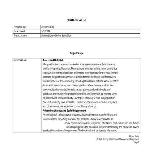 Project Management Assignment - Bailey
