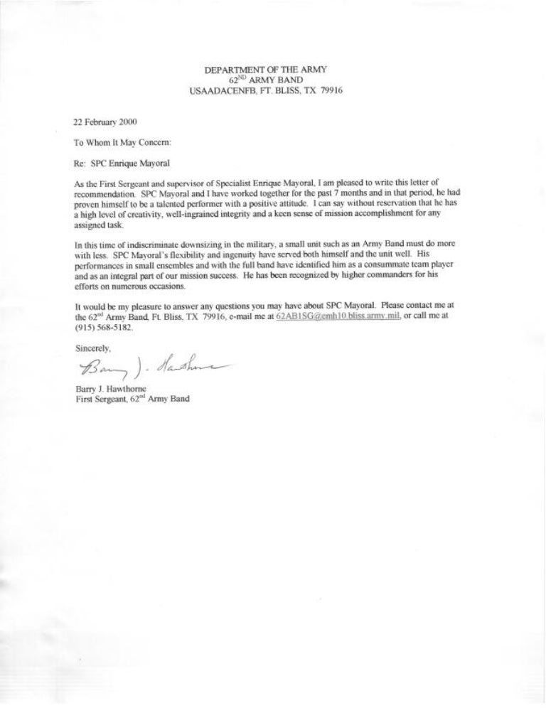 us army letter of recommendation army letter of recommendation