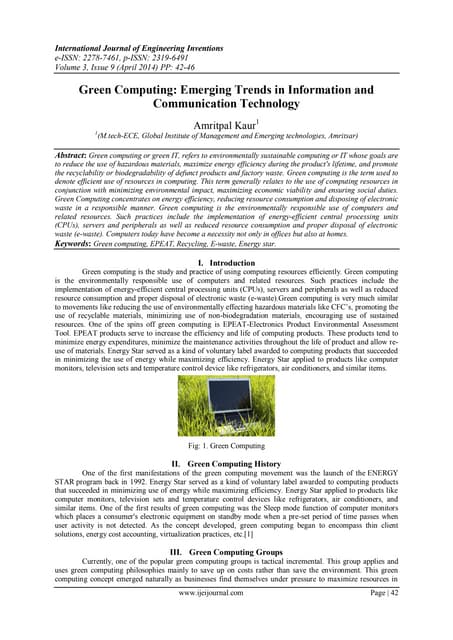 Green Computing: Emerging Trends in Information and Communication Technology