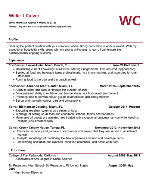 Willie J C Resume (1)