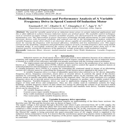 Modelling, Simulation and Performance Analysis of A Variable  Frequency Drive...