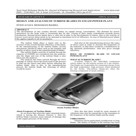 DESIGN AND ANALYSIS OF TURBINE BLADES IN STEAM POWER PLANT | PDF