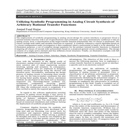 Utilizing Symbolic Programming in Analog Circuit Synthesis of Arbitrary ...
