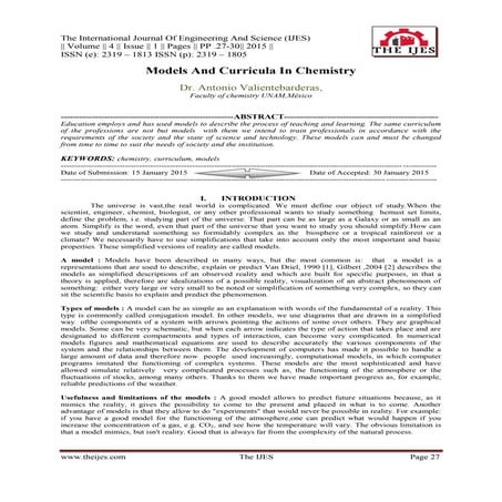Models And Curricula In Chemistry