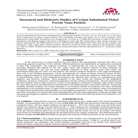 Structural and Dielectric Studies of Cerium Substituted Nickel Ferrite Nano P...