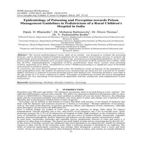 	 Epidemiology of Poisoning and Perception towards Poison Management Guidelin...