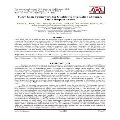 	Fuzzy Logic Framework for Qualitative Evaluation of Supply Chain Responsiveness