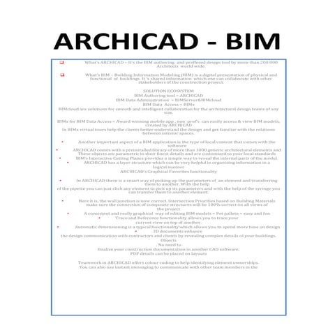 ARCHICAD - BIM, PRESENTATION