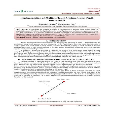 Implementation of Multiple Touch Gesture Using Depth Information