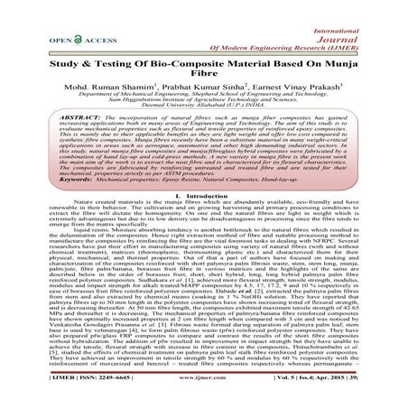 Study & Testing Of Bio-Composite Material Based On Munja Fibre