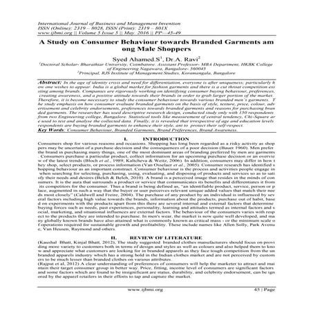 A Study on Consumer Behaviour towards Branded Garments am ong Male ...