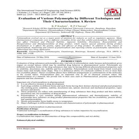 Evaluation of Various Polymorphs by Different Techniques and Their Characteri...