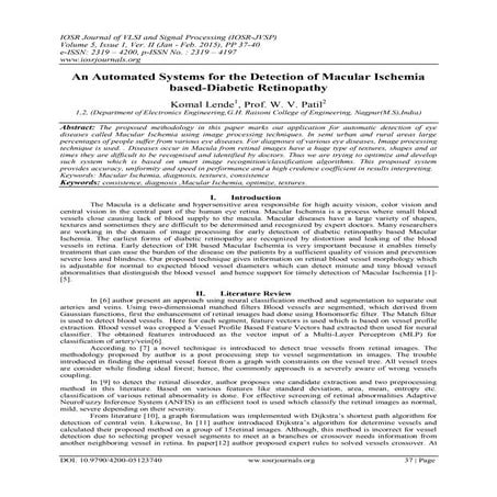 An Automated Systems for the Detection of Macular Ischemia based-Diabetic Ret...
