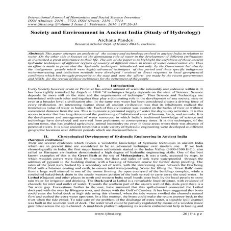 Society and Environment in Ancient India (Study of Hydrology)