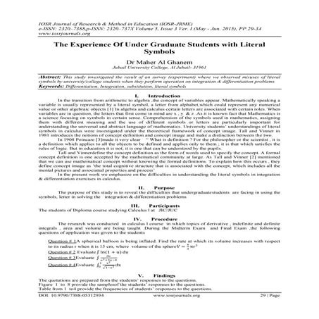 The Experience Of Under Graduate Students with Literal Symbols