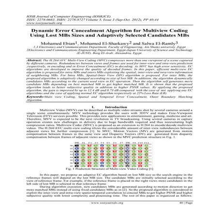 Dynamic Error Concealment Algorithm for Multiview Coding  Using Lost MBs Size...