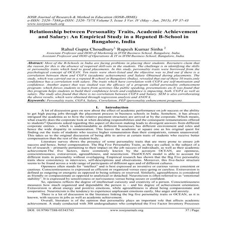 Relationship between Personality Traits, Academic Achievement and ...