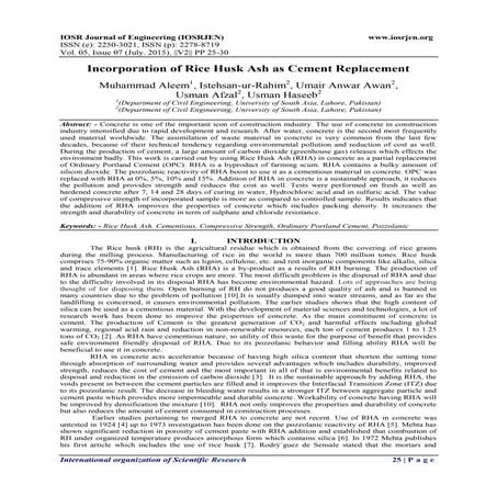 Incorporation of RHA in Concrete