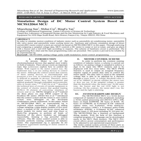 Simulation Design of DC Motor Control System Based on MC9S12D64 MCU
